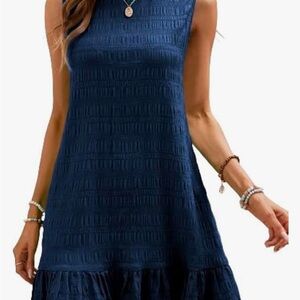 Sleeveless Navy Blue Dress